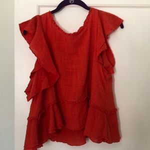 Anthropologie coral blouse